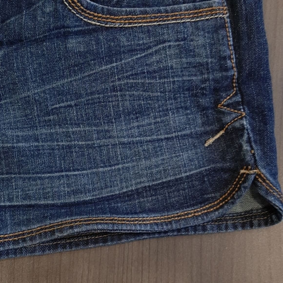 GUESS Y2k Denim Mini Shorts Dolphin Hem Embroidered Logo - Picture 3 of 10